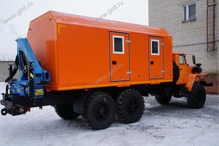 ПАРМ Урал 4320 с токарным станком и КМУ ИМ 77