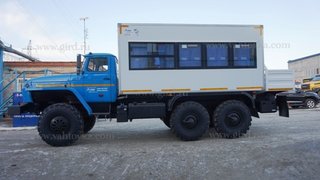 Вахтовый автобус Урал 4320, 16 мест, грузовая платформа