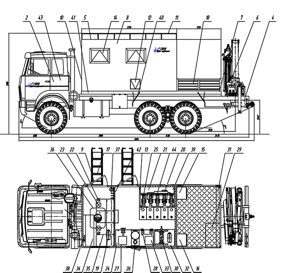 Схематический рисунок АРОК МАЗ с КМУ ИМ-95