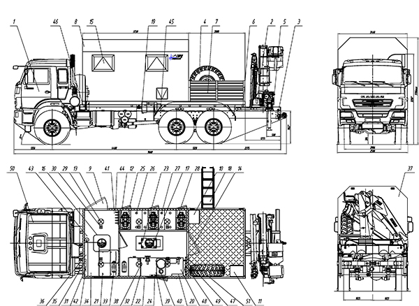 Схематический рисунок Маслостанция Камаз 43118 с КМУ ИМ-150
