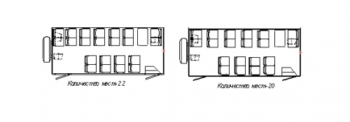 Схема расположения мест в вахтовом автобусе НЕФАЗ-4208-11-13
