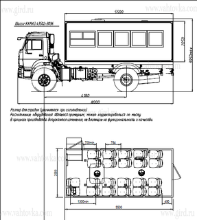 Вахтовый автобус БЕРЛОГА 22 места на шасси Камаз 43502