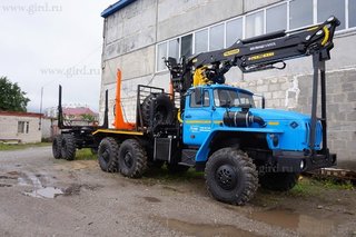 Лесовоз Урал 43204 с прицепом-роспуском и ГМ VM-10 L74
