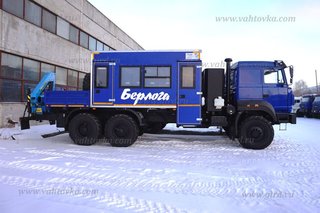 Вахтовый автобус "Берлога" на шасси Урал 4320 (метан), 12 мест, с КМУ ИМ-55