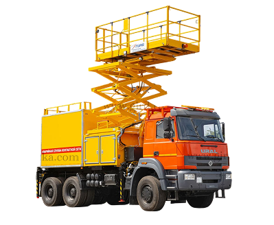 Автомобиль аварийной службы контактной сети ПНП ГИРД 8.5 – подъемник ножничный поворотный на шасси Урал С35510 Автомобиль аварийной службы контактной сети ПНП ГИРД 8.5 – подъемник ножничный поворотный на шасси Урал С35510