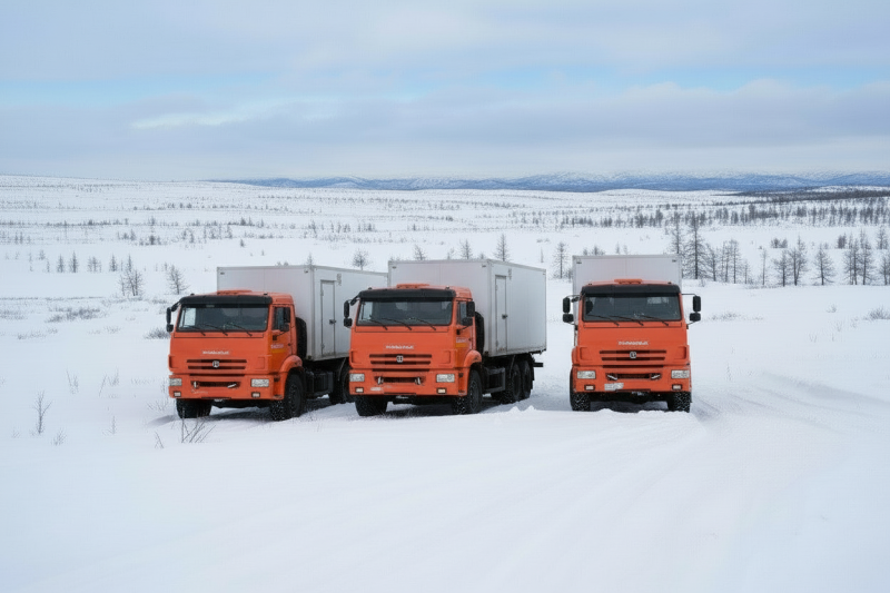 Три изотермических фургона на шасси КАМАЗ