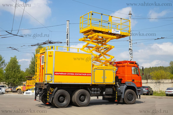 Автомобиль аварийной службы контактной сети ПНП ГИРД 8.5 – подъемник ножничный поворотный на шасси Урал С35510 Автомобиль аварийной службы контактной сети ПНП ГИРД 8.5 – подъемник ножничный поворотный на шасси Урал С35510