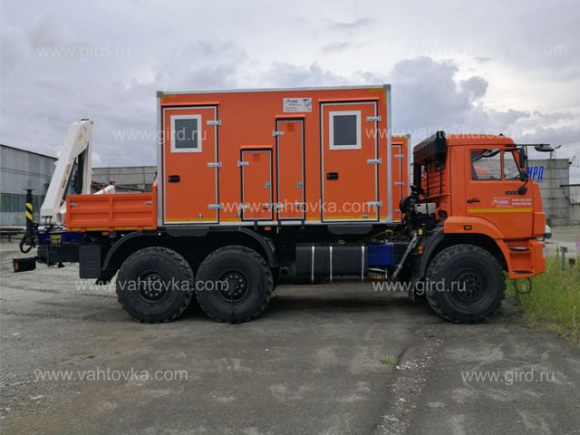 АРОК КамАЗ 43118-46 с грузовой платформой и КМУ ИМ-50 5