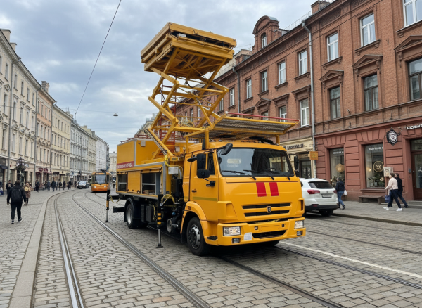 Подъемник ножничный поворотный ПНП 8.5 на шасси КАМАЗ 4308 1