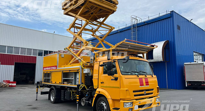 Подъемник ножничный поворотный ПНП 8.5 на шасси КАМАЗ 4308
