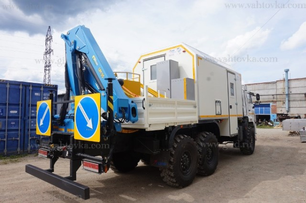 Специальный автомобиль передвижная мастерская на шасси КамАЗ 43118 с КМУ ИМ-95 Специальный автомобиль передвижная мастерская на шасси КамАЗ 43118 с КМУ ИМ-95