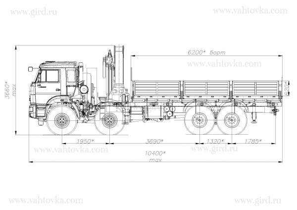 Бортовой КАМАЗ 63501 с кму ИНМАН ИМ320 2