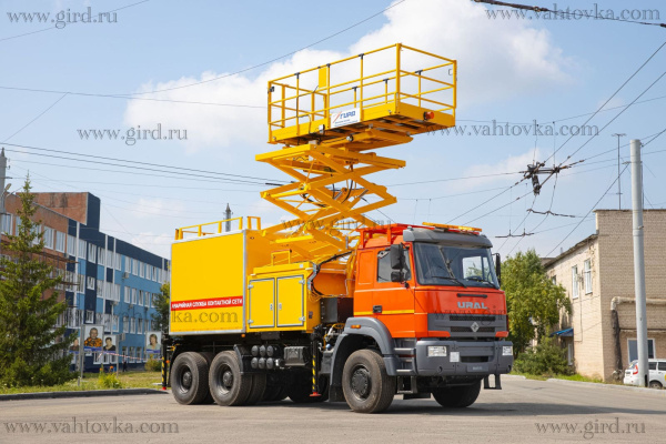 Автомобиль аварийной службы контактной сети ПНП ГИРД 8.5 – подъемник ножничный поворотный на шасси Урал С35510 Автомобиль аварийной службы контактной сети ПНП ГИРД 8.5 – подъемник ножничный поворотный на шасси Урал С35510